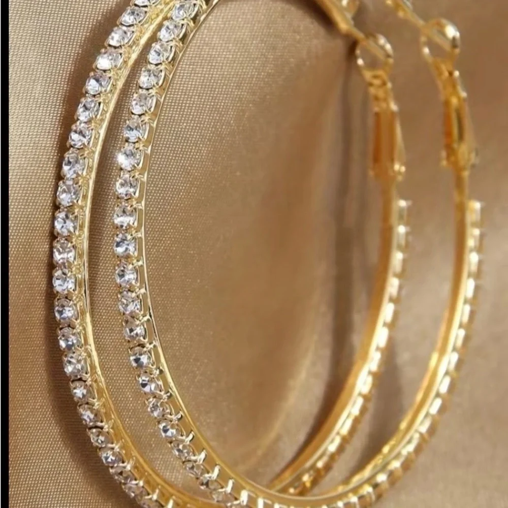 Elegant Gold Hoop Earrings with Crystals